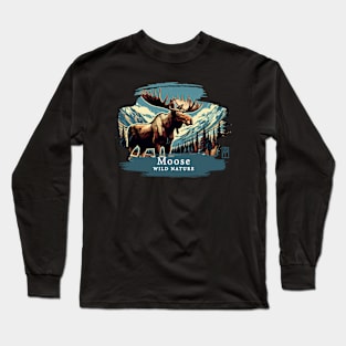 Moose- WILD NATURE - MOSE -1 Long Sleeve T-Shirt